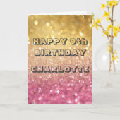 Personalisierte Geburtstagskarte - Gold Pink Glitz Karte (Gelbe Blume)