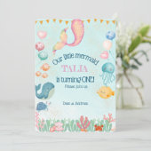 Personalisierte Geburtstagskarte von Mermaid Einladung (Stehend Vorderseite)