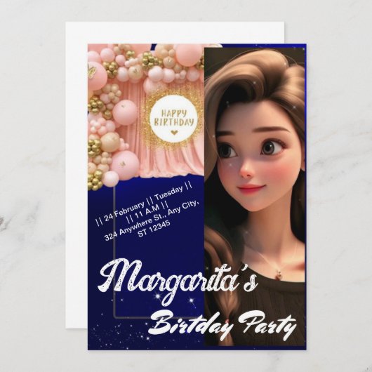 Personalisierte Geburtstagskarten Dankeskarte (Vorne/Hinten)