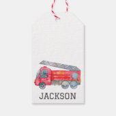 Personalisierte Geburtstagspartei für Feuerwehrfah Geschenkanhänger (Rückseite)