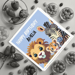 Personalisierte Geburtstagspartei von Wildtieren Serviette