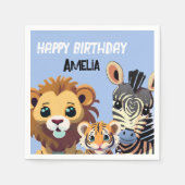Personalisierte Geburtstagspartei von Wildtieren Serviette (Vorderseite)