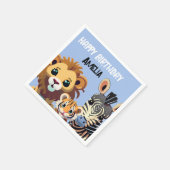 Personalisierte Geburtstagspartei von Wildtieren Serviette (Ecke)