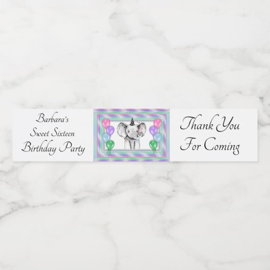 Personalisierte Geburtstagspartei Wasserflaschenetikett (Einzelnes Label)