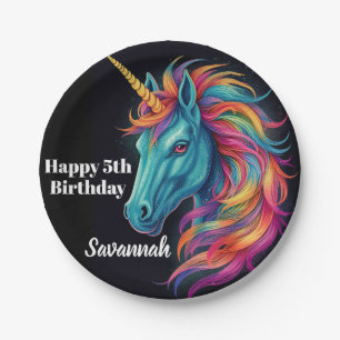 Personalisierte Geburtstagsparty Einhorn Fantasie Pappteller