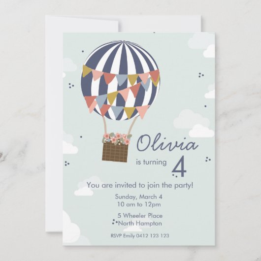 Personalisierte Geburtstagsparty Einladung Ballons (Vorderseite)