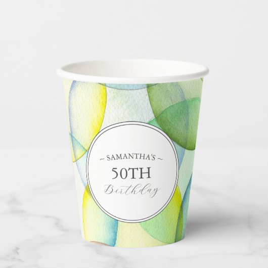 Personalisierte Geburtstagsparty Papier Cups farbi Pappbecher (Vorderseite)