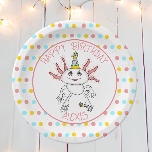 Personalisierte Geburtstagsparty von Axolotl Theme Pappteller