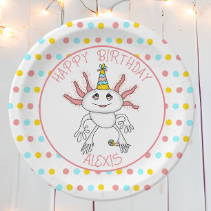 Personalisierte Geburtstagsparty von Axolotl Theme Pappteller