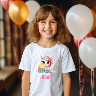 Personalisierte Geburtstagsparty von Unicorn Girl T-Shirt