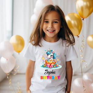 Personalisierte Geburtstagsparty von Unicorn Girl T-Shirt