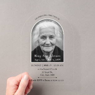 Personalisierte Gedenk Funeral-Foto  Acryleinladungen