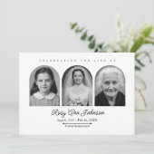 Personalisierte Gedenkeinladung mit 3 Fotos Einladung (Stehend Vorderseite)