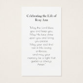 Personalisierte Gedenkkarte Foto Beerdigung (Rückseite)