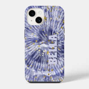 Personalisierte Gefärbte Krawatte Blau und Weiß iPhone 14 Hülle