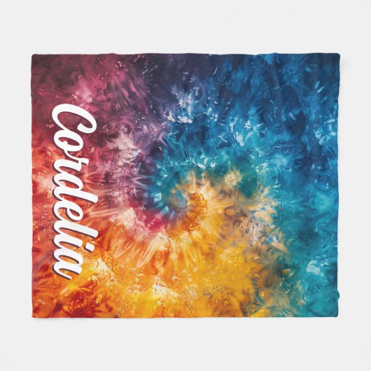 Personalisierte Gefärbte Krawatte-Deckblatt mit Na Fleecedecke (Vorderseite (Horizontal))