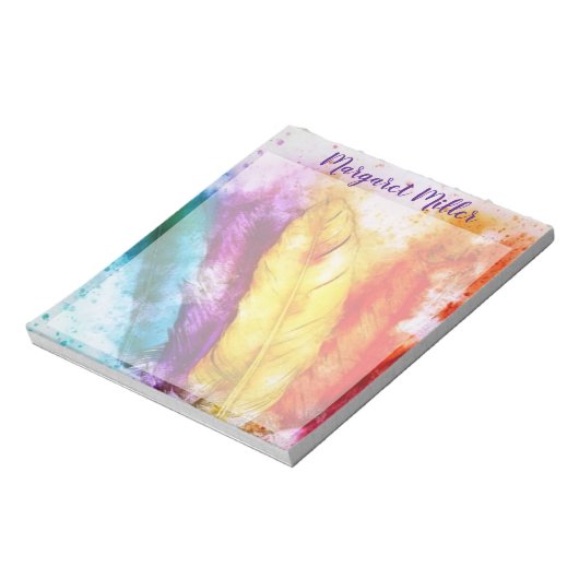 Personalisierte gefleckte Federn Notizblock (Rotiert)