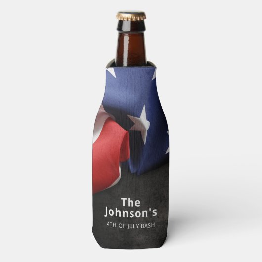 Personalisierte geflochtene amerikanische Flagge Flaschenkühler (Flaschenvorderseite)