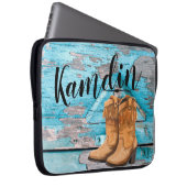 Personalisierte Gehäuse Blue Wood Barn Door Boots Laptopschutzhülle (Vorne Rechts)