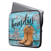 Personalisierte Gehäuse Blue Wood Barn Door Boots Laptopschutzhülle (Vorderseite Links)