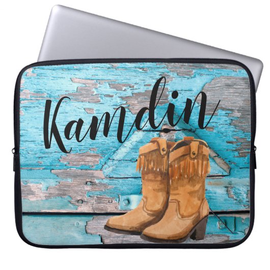 Personalisierte Gehäuse Blue Wood Barn Door Boots Laptopschutzhülle (Vorderseite)