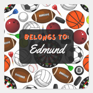 Personalisierte GEHEIMNISSE AN Sportaufkleber Quadratischer Aufkleber