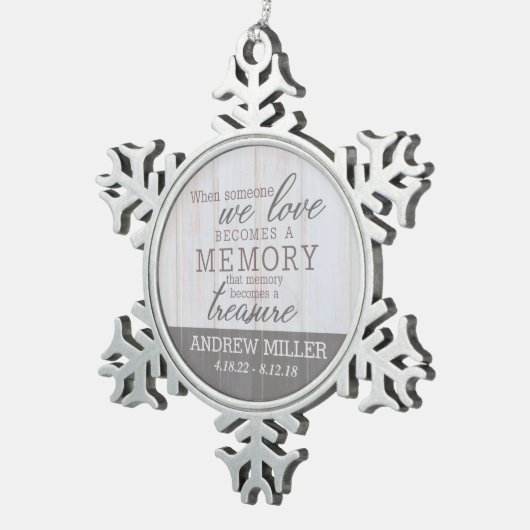 Personalisierte gehütete schneeflocken Zinn-Ornament (Rechts)