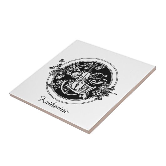 Personalisierte Geige Fliese (Seite)