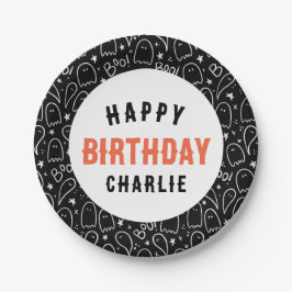 Personalisierte Geister Kids Halloween Geburtstag Pappteller