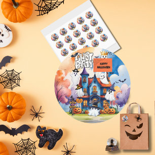 Personalisierte Geisterparty Kinder Halloween Runder Aufkleber