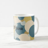 Personalisierte gelb-blaue Moleküle Kaffeetasse (VorderseiteRechts)