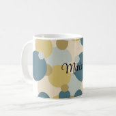 Personalisierte gelb-blaue Moleküle Kaffeetasse (Vorderseite Links)