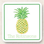 Personalisierte gelbe Ananas Getränkeuntersetzer (Vorderseite)