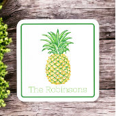 Personalisierte gelbe Ananas Getränkeuntersetzer
