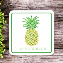 Personalisierte gelbe Ananas Getränkeuntersetzer