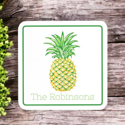 Personalisierte gelbe Ananas Getränkeuntersetzer