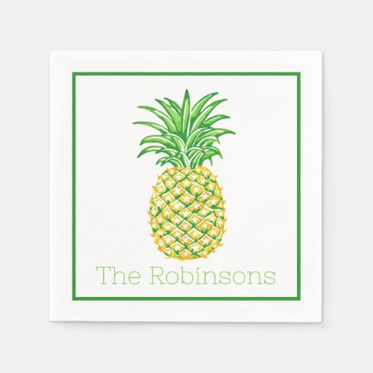 Personalisierte gelbe Ananas Serviette (Vorderseite)