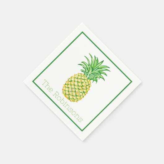 Personalisierte gelbe Ananas Serviette (Ecke)