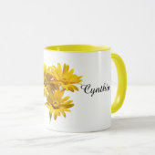 Personalisierte gelbe Daisy-Blumen Tasse (VorderseiteRechts)
