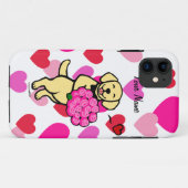 Personalisierte gelbe Labrador-Cartoon-Rosen Case-Mate iPhone Hülle (Rückseite (Horizontal))
