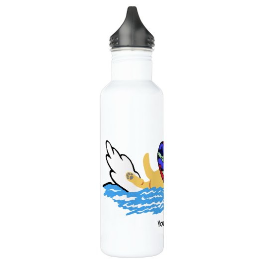 Personalisierte gelbe Labrador-Schwimmen Trinkflasche (Links)