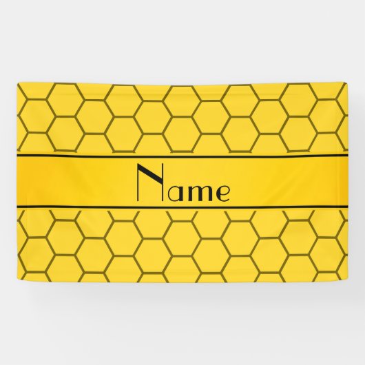 Personalisierte gelbe Namensbienenwabe Banner (Horizontal)