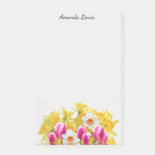 Personalisierte gelbe Narzissen-Blumennotizen Post-it Klebezettel (Vorderseite)