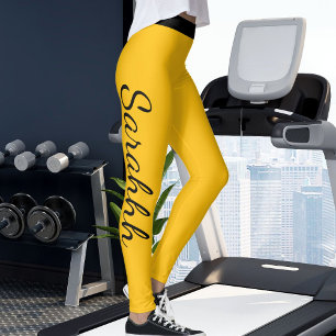 Personalisierte gelbe orange schwarze Streifen Süß Leggings