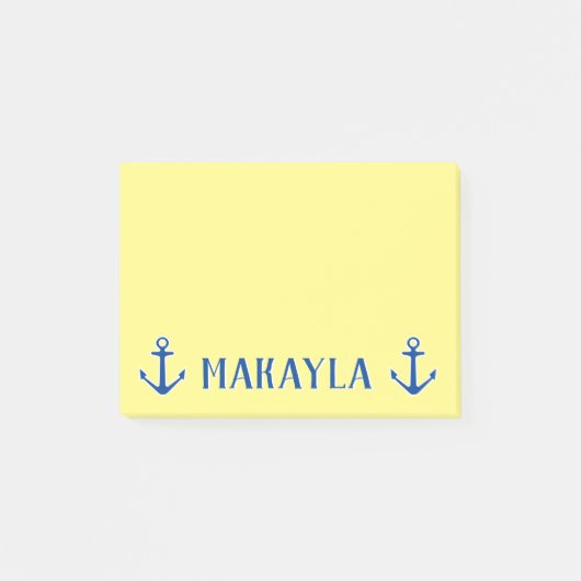 Personalisierte gelbe Post-it®-Noten mit Ankern Post-it Klebezettel (Vorderseite)