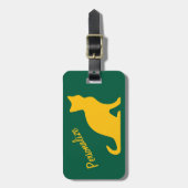 Personalisierte Gelbe Sitzkatzenreise Silhouette Gepäckanhänger (Vorderseite vertikal)