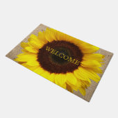 Personalisierte gelbe Sonnenblume-Imitat-Leinwand Fußmatte (Schrägansicht)