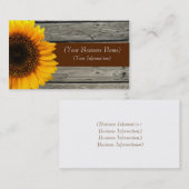 Personalisierte gelbe Sonnenblume u. rustikales Visitenkarte (Vorne/Hinten)