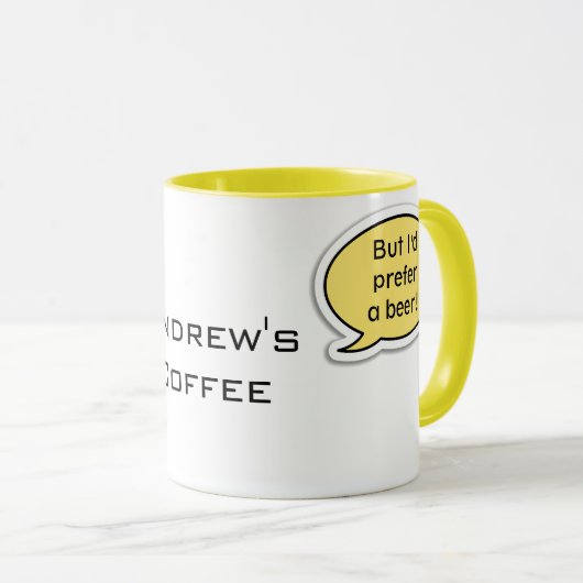 Personalisierte gelbe Sprache-Blase Tasse (VorderseiteRechts)