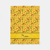 Personalisierte gelbe Tacos Sombreros-NamensChilis Fleecedecke (Vorderseite)